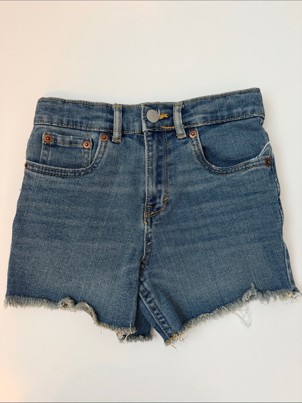 Levi's Blue Distressed ‘Mini Mom’ Denim Shorts